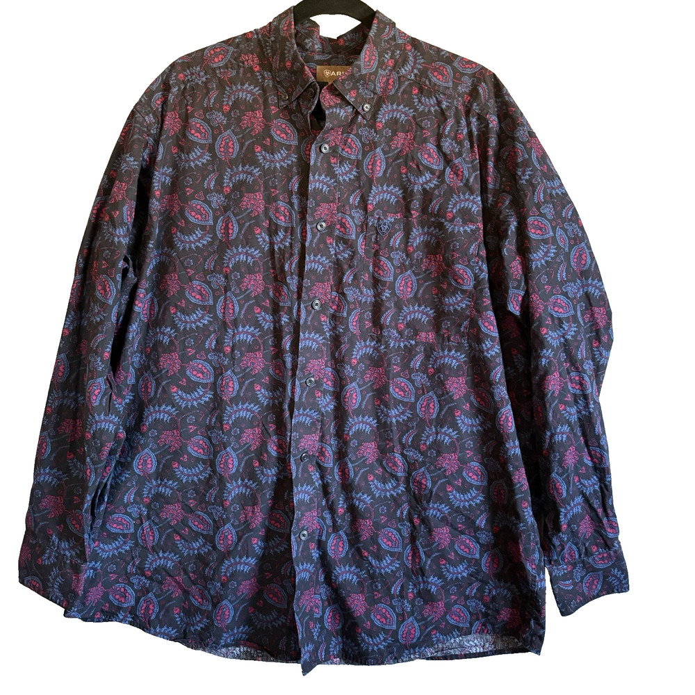 Ariat XL Pro Series Paisley Long Sleeve Button Down Shirt Western 100% Cotton